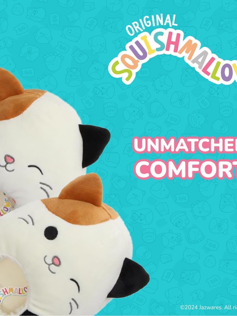 Squishmallows Kids Cat Slippers – White, Brown, Black